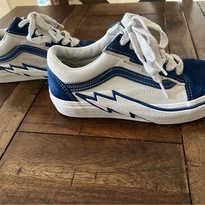 Vans Blue and White Lightning Bolt Sneakers